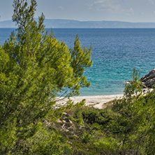 Seascape of Fava Beach Vourvourou at Sithonia peninsula, Chalkidiki, Central Macedonia, Greece