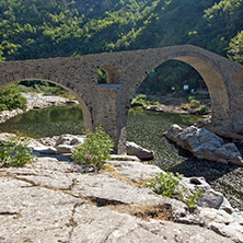 Amazing Reflection of Devil"s Bridge in Arda river and Rhodopes mountain, Kardzhali Region, Bulgaria