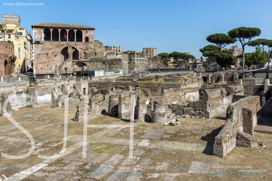 ROME, ITALY - JUNE 23, 2017: Amazing view of Trajan Forum in city of Rome, Italy