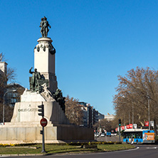 MADRID, SPAIN - JANUARY 21, 2018: Monument to Emilio Castelar at Paseo de la Castellana street in City of Madrid, Spain