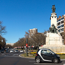 MADRID, SPAIN - JANUARY 21, 2018: Monument to Emilio Castelar at Paseo de la Castellana street in City of Madrid, Spain