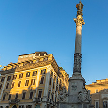 ROME, ITALY - JUNE 23, 2017: Sunset view of Column of the Immaculate near Spanish Steps and Piazza di Spagna in city of Rome, Italy