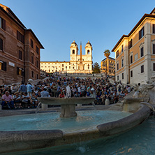 ROME, ITALY - JUNE 23, 2017: Amazing Sunset view of Spanish Steps and Piazza di Spagna in city of Rome, Italy
