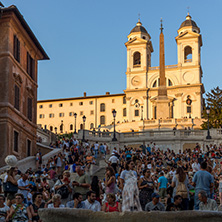 ROME, ITALY - JUNE 23, 2017: Amazing Sunset view of Spanish Steps and Piazza di Spagna in city of Rome, Italy
