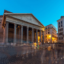 ROME, ITALY - JUNE 23, 2017: Amazing Night view of Pantheon and Piazza della Rotonda in city of Rome, Italy
