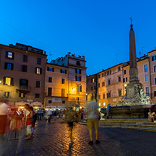 ROME, ITALY - JUNE 23, 2017: Amazing Night view of Pantheon and Piazza della Rotonda in city of Rome, Italy