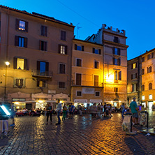 ROME, ITALY - JUNE 23, 2017: Amazing Night view of Pantheon and Piazza della Rotonda in city of Rome, Italy