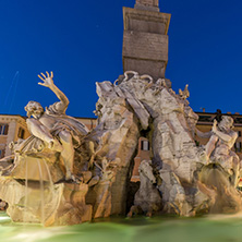 ROME, ITALY - JUNE 23, 2017: Amazing Night view of Piazza Navona in city of Rome, Italy