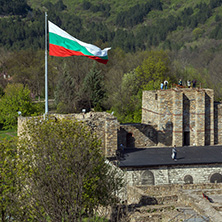 VELIKO TARNOVO, BULGARIA - 9 APRIL 2017: Ruins of The capital city of the Second Bulgarian Empire medieval stronghold Tsarevets, Veliko Tarnovo, Bulgaria