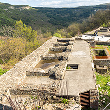 VELIKO TARNOVO, BULGARIA - 9 APRIL 2017: Ruins of The capital city of the Second Bulgarian Empire medieval stronghold Tsarevets, Veliko Tarnovo, Bulgaria