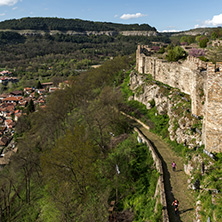 VELIKO TARNOVO, BULGARIA - 9 APRIL 2017: Ruins of The capital city of the Second Bulgarian Empire medieval stronghold Tsarevets, Veliko Tarnovo, Bulgaria