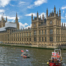 LONDON, ENGLAND - JUNE 15 2016: Houses of Parliament at Westminster, London, England, Great Britain