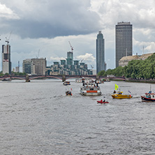 LONDON, ENGLAND - JUNE 15 2016: Cityscape of London from Westminster Bridge, England, United Kingdom