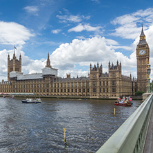 LONDON, ENGLAND - JUNE 15 2016: Houses of Parliament at Westminster, London, England, Great Britain