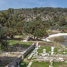 Amazing view of Ruins in Archaeological site of Aliki, Thassos island,  East Macedonia and Thrace, Greece