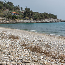 Panoramic view to village and beach of Aliki, Thassos island,  East Macedonia and Thrace, Greece
