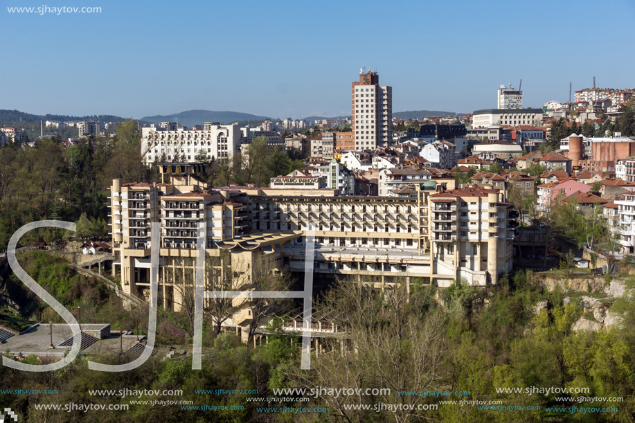 VELIKO TARNOVO, BULGARIA - APRIL 10,  2017: Panoramic view of city of Veliko Tarnovo, Bulgaria