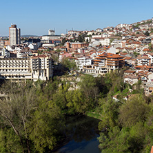 VELIKO TARNOVO, BULGARIA - APRIL 10,  2017: Panoramic view of city of Veliko Tarnovo, Bulgaria