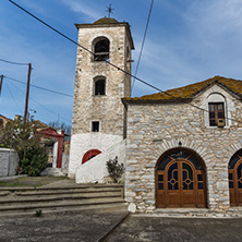 Bell Tower of Orthodox church with stone roof in village of Theologos,Thassos island, East Macedonia and Thrace, Greece