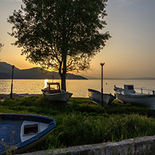 Sunset view on embankment of Thassos town, East Macedonia and Thrace, Greece