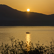 Sunset view on coastline near Thassos town, East Macedonia and Thrace, Greece