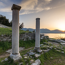 Amazing sunset on Evraiokastro Archaeological Site, Thassos town, East Macedonia and Thrace, Greece