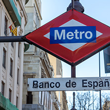 MADRID, SPAIN - JANUARY 21, 2018: Metro station Bank of Spain (Banco de Espana) at Alcala street in City of Madrid, Spain