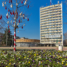 DIMITROVGRAD, BULGARIA - MARCH 15, 2014: Building of municipality in town of Dimitrovgrad, Haskovo Region, Bulgaria
