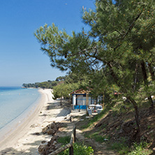 beach with blue waters in Thassos island, East Macedonia and Thrace, Greece