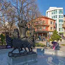HASKOVO, BULGARIA - MARCH 15, 2014: Fountain in the center of City of Haskovo, Bulgaria