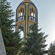 HASKOVO, BULGARIA - MARCH 15, 2014: Church bell tower near Monument of Virgin Mary in City of Haskovo , Bulgaria