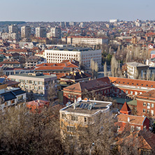HASKOVO, BULGARIA - MARCH 15, 2014: Amazing panoramic view of City of Haskovo - from Monument of Virgin Mary , Bulgaria