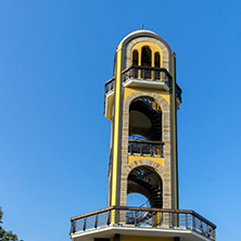 HASKOVO, BULGARIA - MARCH 15, 2014: Church bell tower near Monument of Virgin Mary in City of Haskovo , Bulgaria