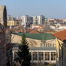 HASKOVO, BULGARIA - MARCH 15, 2014: Amazing panoramic view of City of Haskovo - from Monument of Virgin Mary , Bulgaria