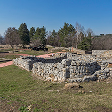 Ruins of the medieval fortress Krakra from the period of First Bulgarian Empire near city of Pernik, Bulgaria