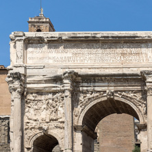 ROME, ITALY - JUNE 24, 2017: Septimius Severus Arch at Roman Forum in city of Rome, Italy
