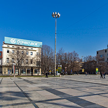 PERNIK, BULGARIA - MARCH 12, 2014:  Panoramic view of center of city of Pernik, Bulgaria