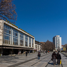 PERNIK, BULGARIA - MARCH 12, 2014:  Panoramic view of center of city of Pernik, Bulgaria