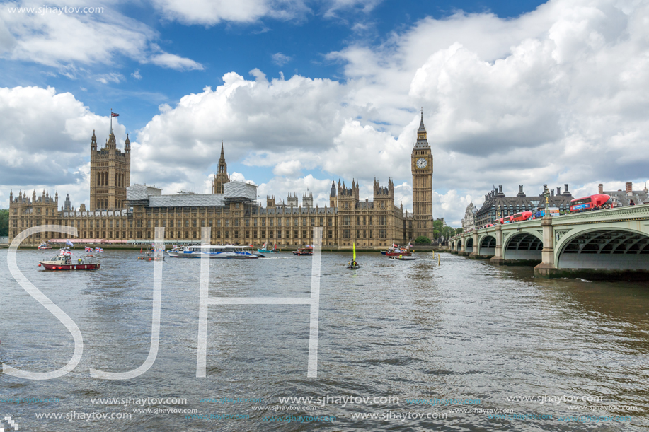 LONDON, ENGLAND - JUNE 15 2016: Houses of Parliament at Westminster, London, England, Great Britain