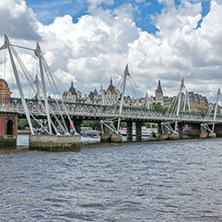 LONDON, ENGLAND - JUNE 15 2016:  Panoramic view of Thames river and City of London, Great Britain