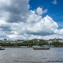LONDON, ENGLAND - JUNE 15 2016:  Panoramic view of Thames river and City of London, Great Britain