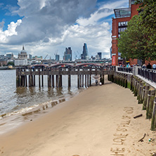 LONDON, ENGLAND - JUNE 15 2016:  Panoramic view of Thames river and City of London, Great Britain