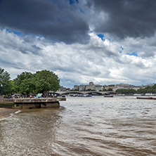 LONDON, ENGLAND - JUNE 15 2016:  Panoramic view of Thames river and City of London, Great Britain