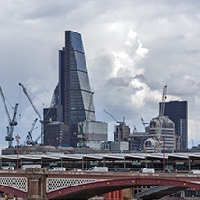 LONDON, ENGLAND - JUNE 15 2016:  Panoramic view of Thames river and City of London, Great Britain