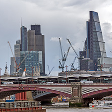 LONDON, ENGLAND - JUNE 15 2016:  Panoramic view of Thames river and City of London, Great Britain