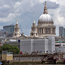 LONDON, ENGLAND - JUNE 15 2016: Panoramic view of Thames river and City of London, Great Britain