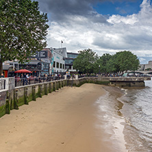 LONDON, ENGLAND - JUNE 15 2016:  Panoramic view of Thames river and City of London, Great Britain