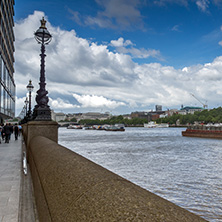 LONDON, ENGLAND - JUNE 15 2016:  Panoramic view of Thames river and City of London, Great Britain