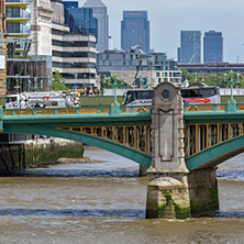 LONDON, ENGLAND - JUNE 15, 2016: Panoramic view of Thames river and City of London, Great Britain