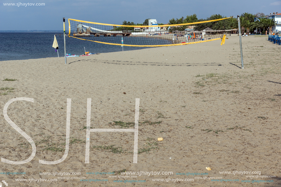 CHALKIDIKI, CENTRAL MACEDONIA, GREECE - AUGUST 25, 2014: Seascape of Gerakini Beach at Sithonia peninsula, Chalkidiki, Central Macedonia, Greece